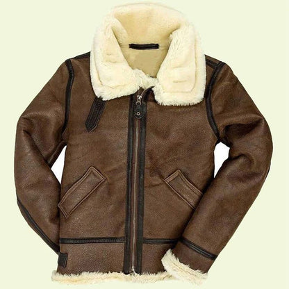 Women’s Brown Shearling Bomber Leather Jacket