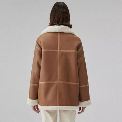Women’s Brown Sheepskin Shearling Leather Jacket – Avanzar Leather