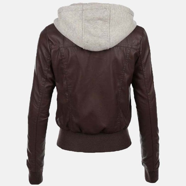 Women’s Chocolate Brown Leather Bomber Jacket by Avanzar Leather