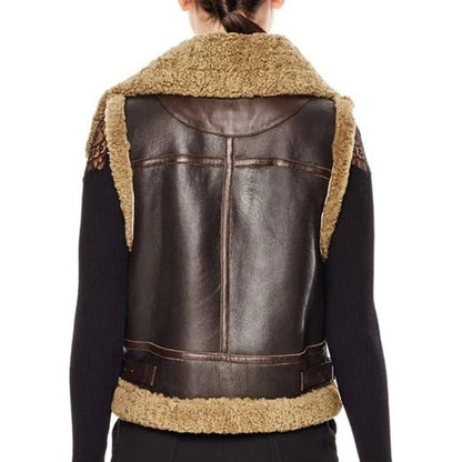 Women’s Dark Brown Shearling Leather Vest – Avanzar Leather