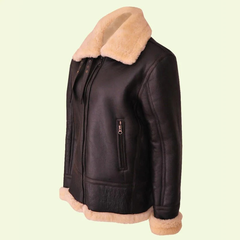Women’s B3 Brown Shearling Aviator Leather Jacket