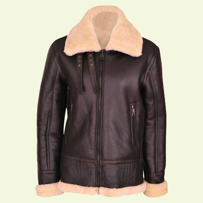 Women’s B3 Brown Shearling Aviator Leather Jacket