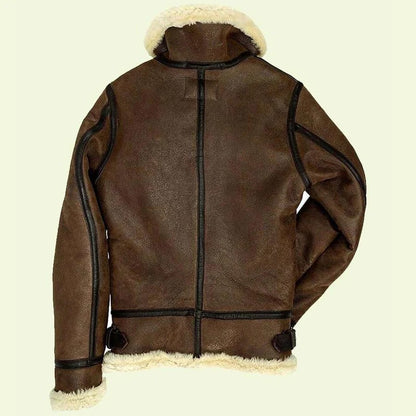 Women’s Brown Shearling Bomber Leather Jacket